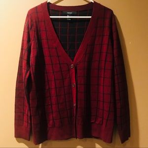 Forever 21 Maroon and Black Buttoned Cardigan